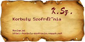 Korbuly Szofrónia névjegykártya